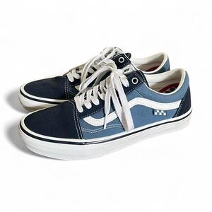 Vans Men's Navy and Light Blue Size 7.5